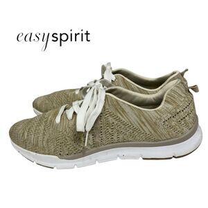 Easy Spirit Ferran Women's Knit Lace-up Tan Gold Metallic Sneakers 11